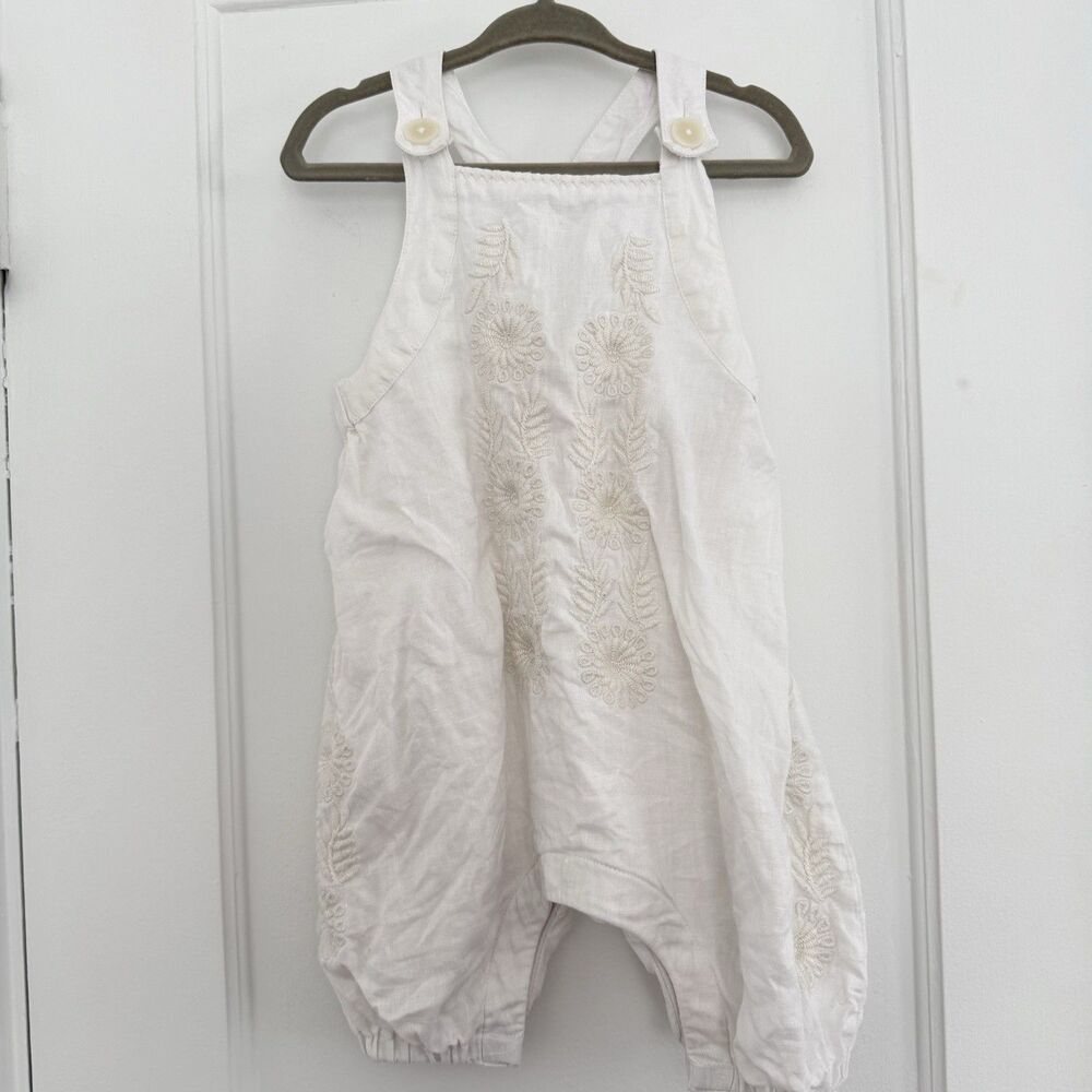 BR baby Banana Republic Embroidered Linen Cotton Romper 6-12 Months